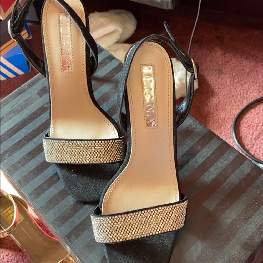 Black and Silver Strap Sandal